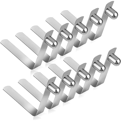 10PCS Tent Pole Spring Clips, Tent Pole Push Button Spring Clips Stainless Steel Kayak Paddle Spring Snap Clips Spring Button Clips Locking Tube Pin for Camping Kayak Paddle Tent Pole(Silver)