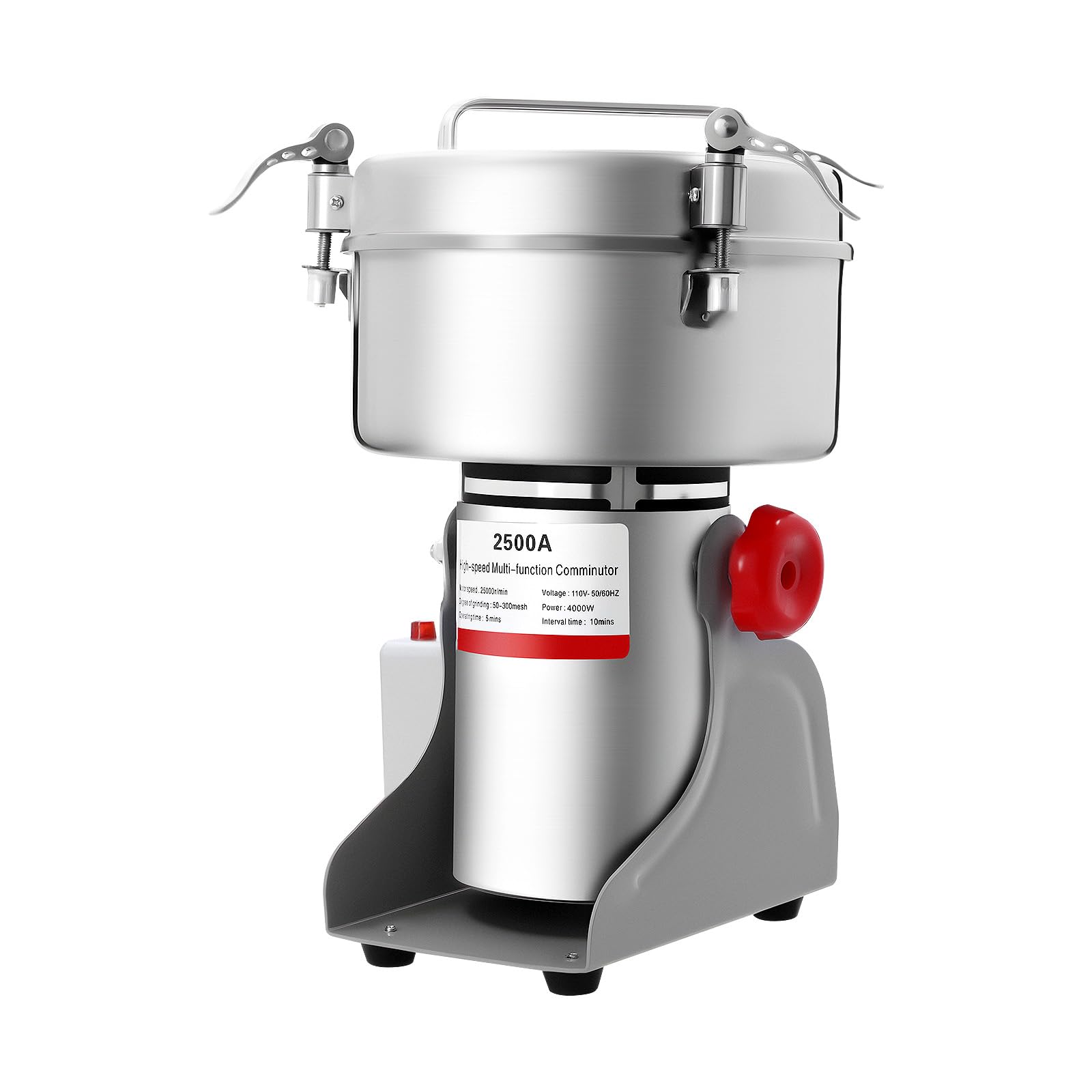 2500g Electric Grain Grinder Mill 4500W Commercial Spice Grinder 32000r/min High-speed Grain Spice Herb Dry Grinders Machine 304 Stainless Steel Powder Machine (2500g)