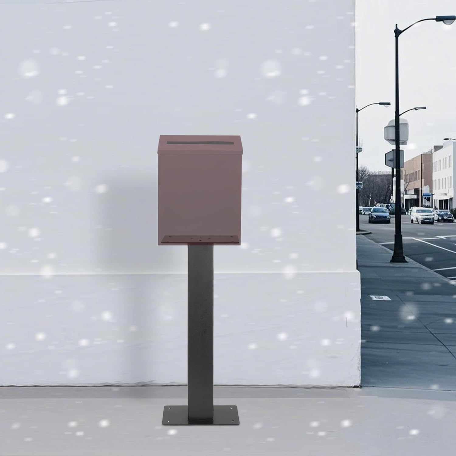 27" Carbon Steel Mailbox Post, 12" L ×6" W ×27" H Heavy Duty Mailbox Post with Stable Post Base, I-shaped Surface Mounting Post for Easy Install Mailbox Use, 110.23lbs Load Capacity, Ground Mounted