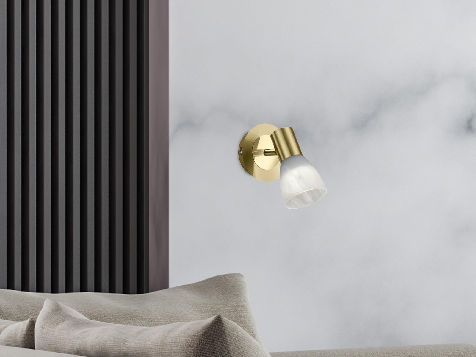 Trio Leuchten Lot de 2 spots LED modernes en laiton mat avec abat-jour en verre Alabaster