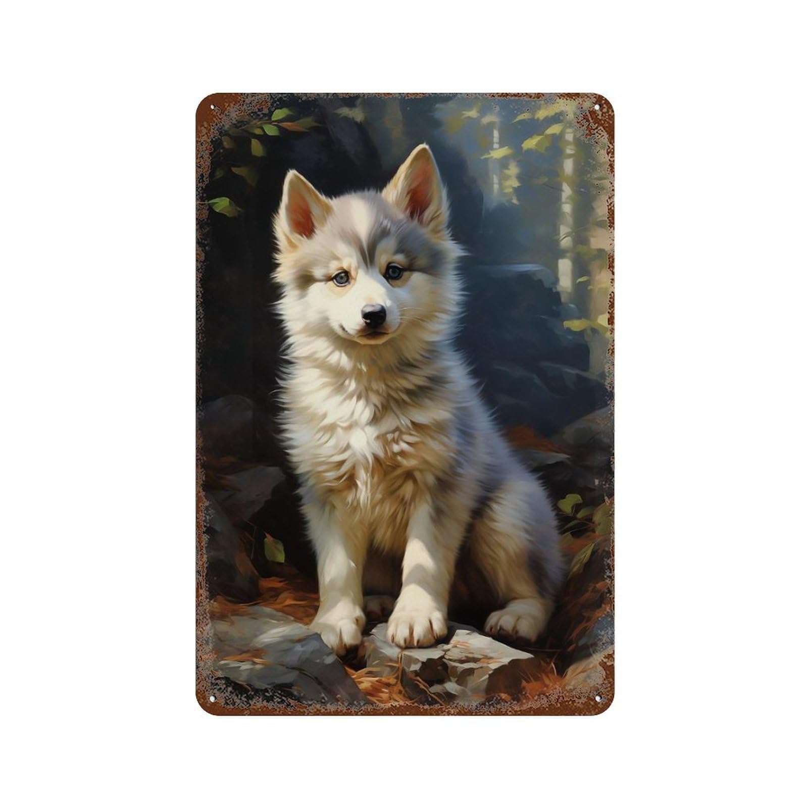 Siberian Husky Puppy Retro Metal Sign 11.8"x7.9", for Office, Studio And Wall Decor, Industrial Home Decor