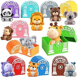 Toddler Toy for 1 2 3+ Years Old, Learning Toy for Toddlers with 20PCS Safari Animal Toy, Montessori Educational Toy for Kids,10 Animals &10 Houses for Babies Boys Girls Easter Christmas Birthday Gift