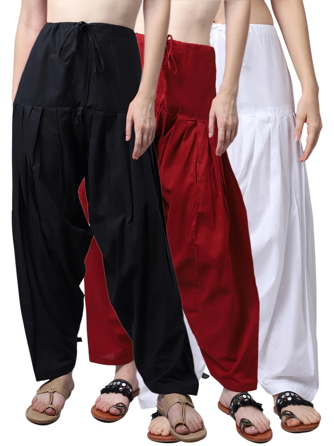 pistaa's Combo of 3 Women's Regular Fit Solid Pure Cotton Patiala Salwar-picture-44