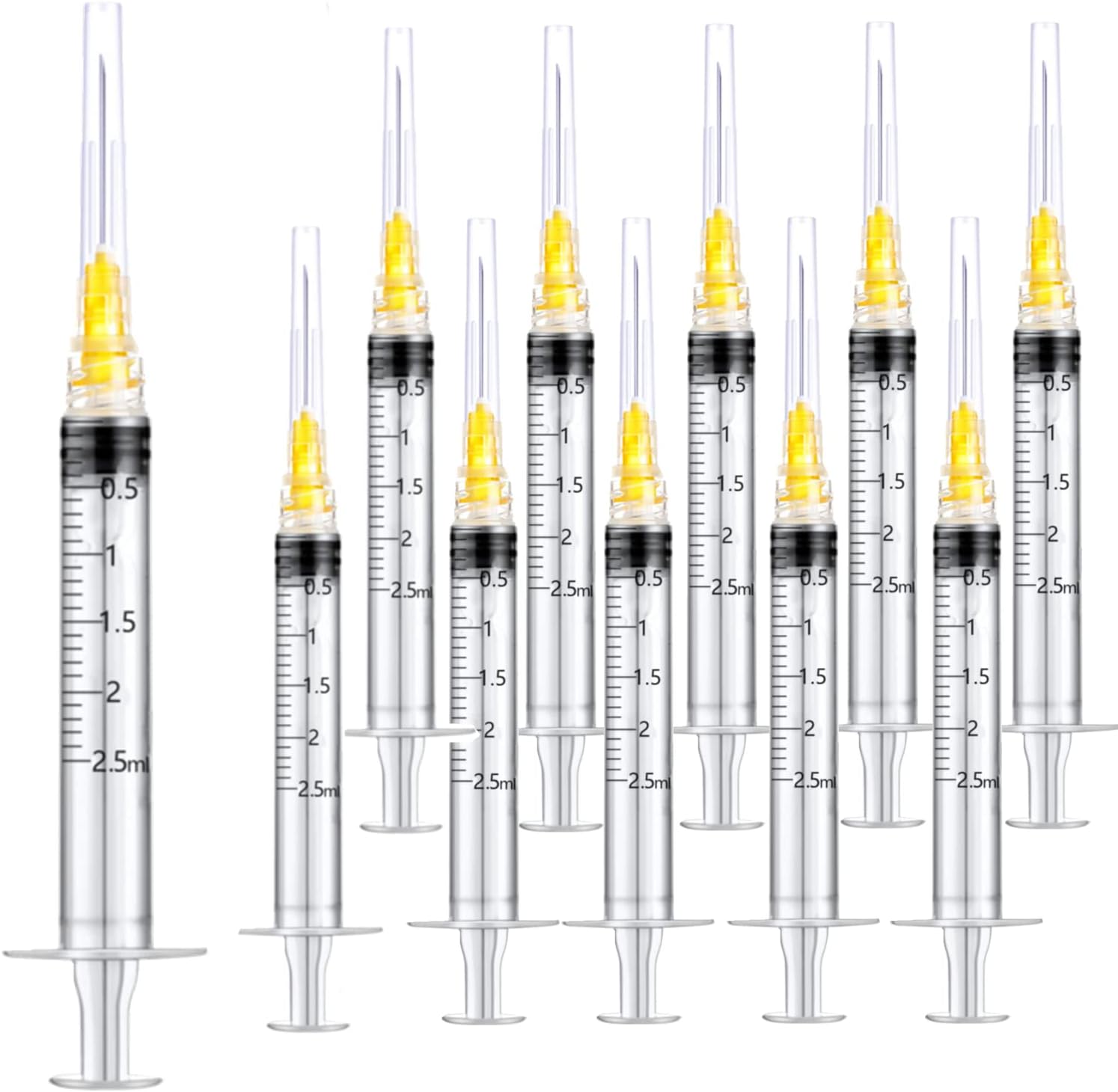 15 Pack 2.5ml 25Ga Plastic Syringe with Measurement for Scientific Labs and Industrial Dispensing, Disposable Individually Wrapped (15, 2.5ml-25Ga)