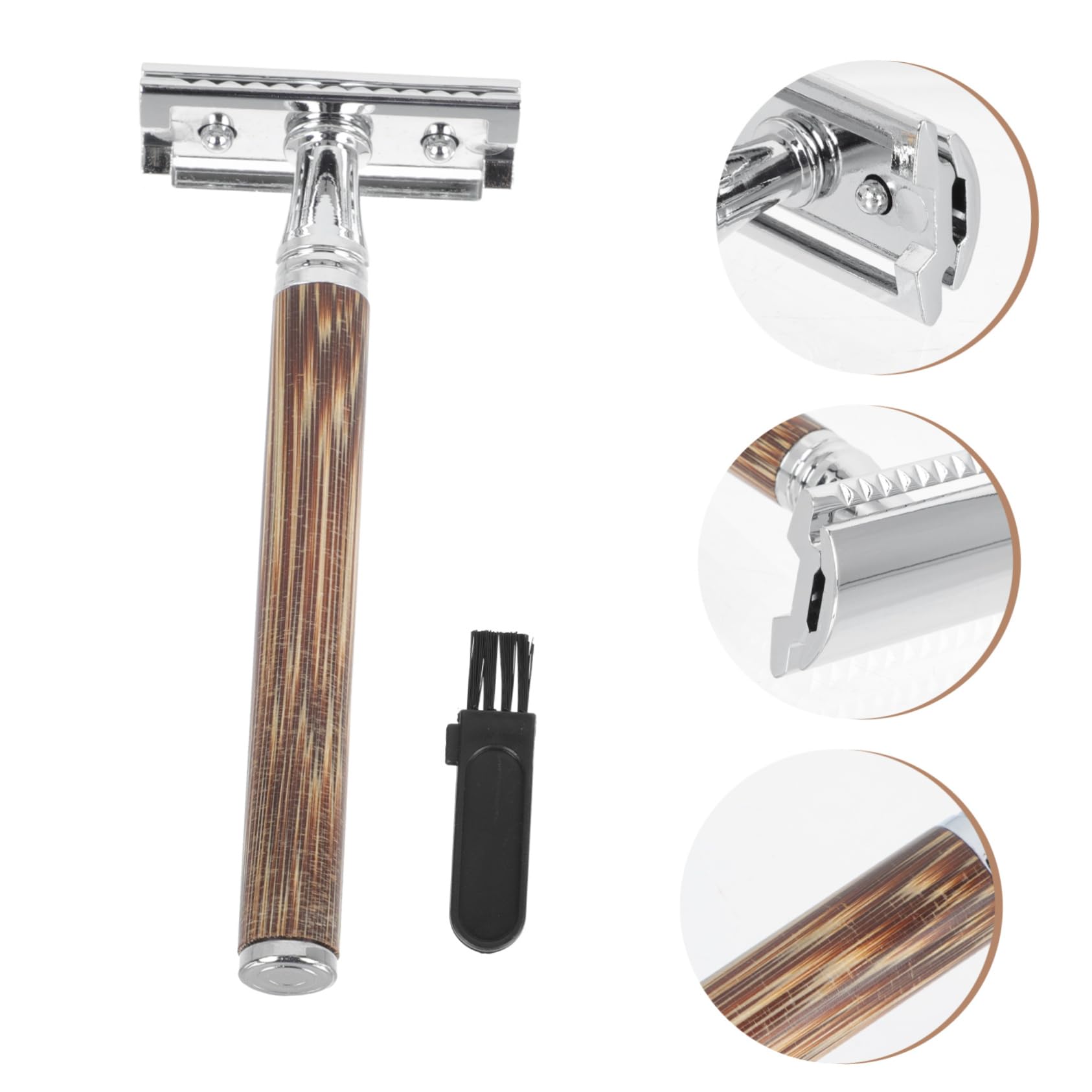 TOVINANNA Vintage Manual Shaver Double-sided Face Razor Safety Razor Beard Trimmer Portable for Men
