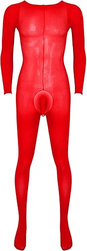 Loloda Medias de malla transparente para hombre, medias de cuerpo completo, ropa interior abierta