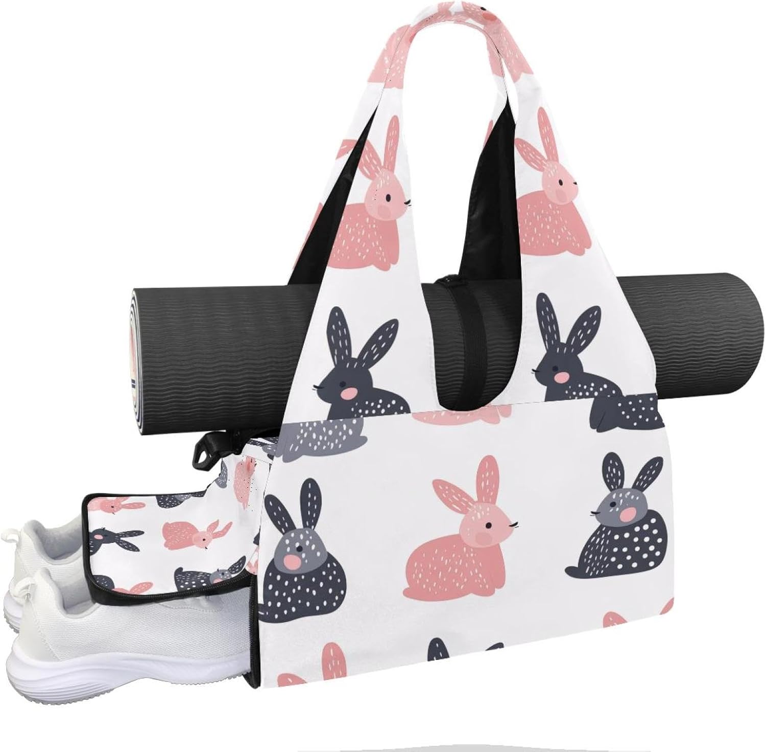 Yoga Mat Bag, Gym Workout Bag with Shoe Compartment, Cartoon Sloths Pilates Bag for Women, Quick Access Storage Yoga Tote Bag for Sports Travel Office