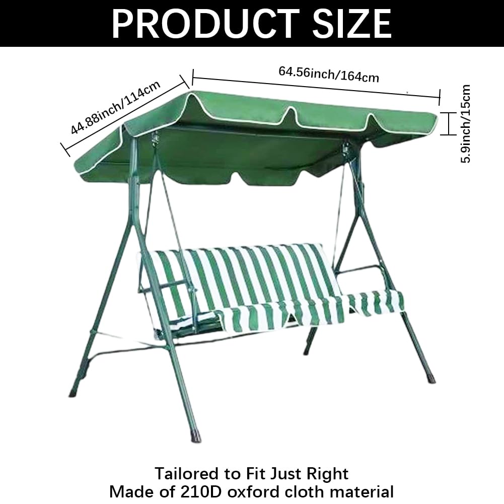 CREATCABIN Telo di Ricambio per Altalena Da Esterno per Patio 3 posto per Altalena Da Veranda In Tessuto Oxford 210D Impermeabile con Protezione UV per Amaca Da Giardino Coprimobili Verde 164x114x15cm