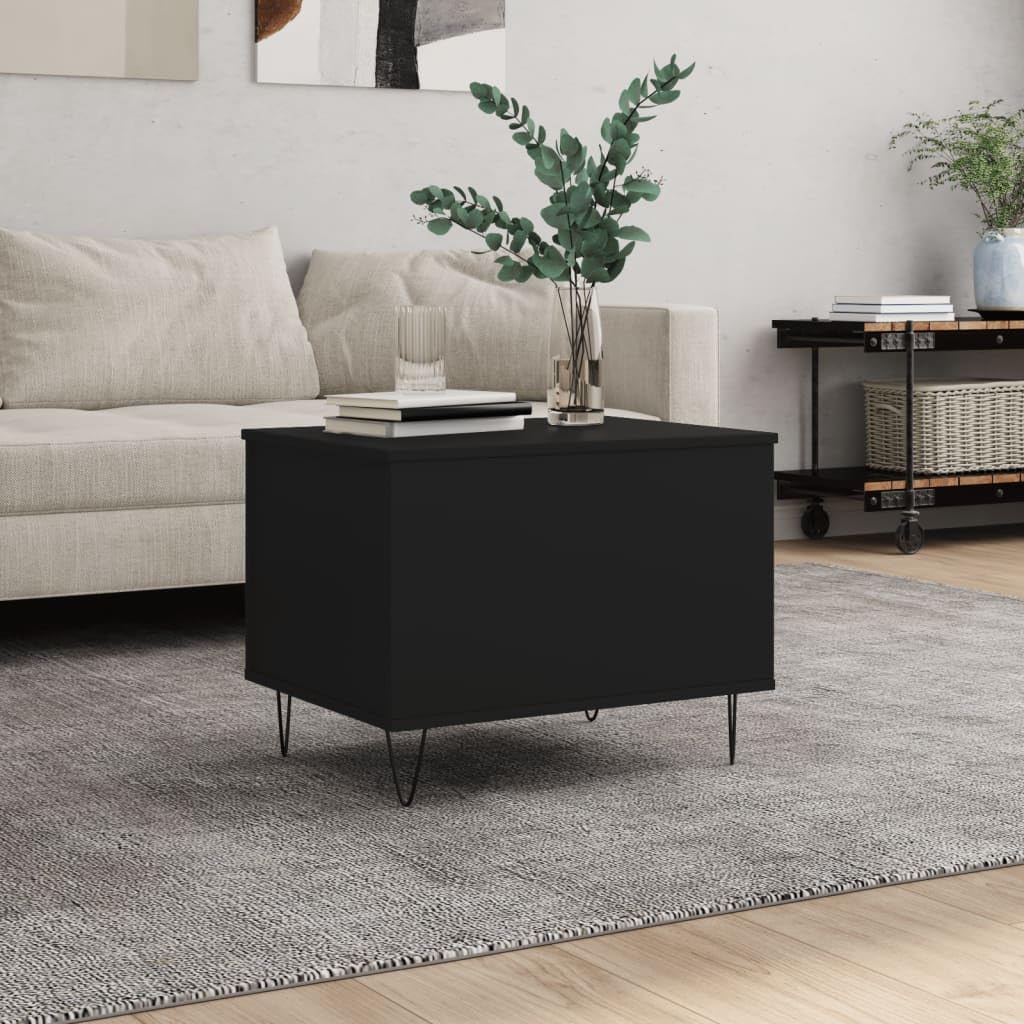 Homgoday Tavolino da caffè nero 60 x 44,5 x 45 cm, in legno ingegnerizzato, tavolino da tè per soggiorno, sala d'accoglienza degli ospiti, camera da letto e ufficio, tipo 1