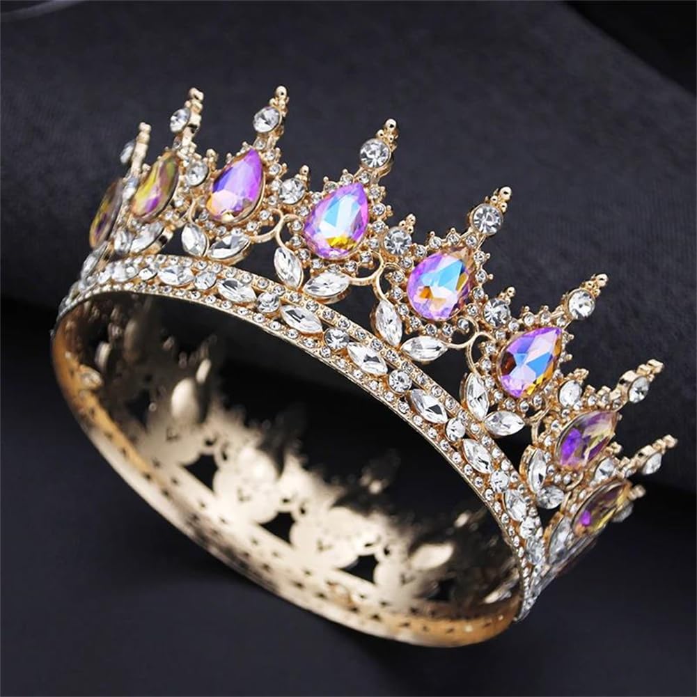 LNNSHX Diademe und Kronen für Damen, Strasssteine, Abschlussball, Hochzeit, Party, volles rundes Diadem, Braut-Haarschmuck