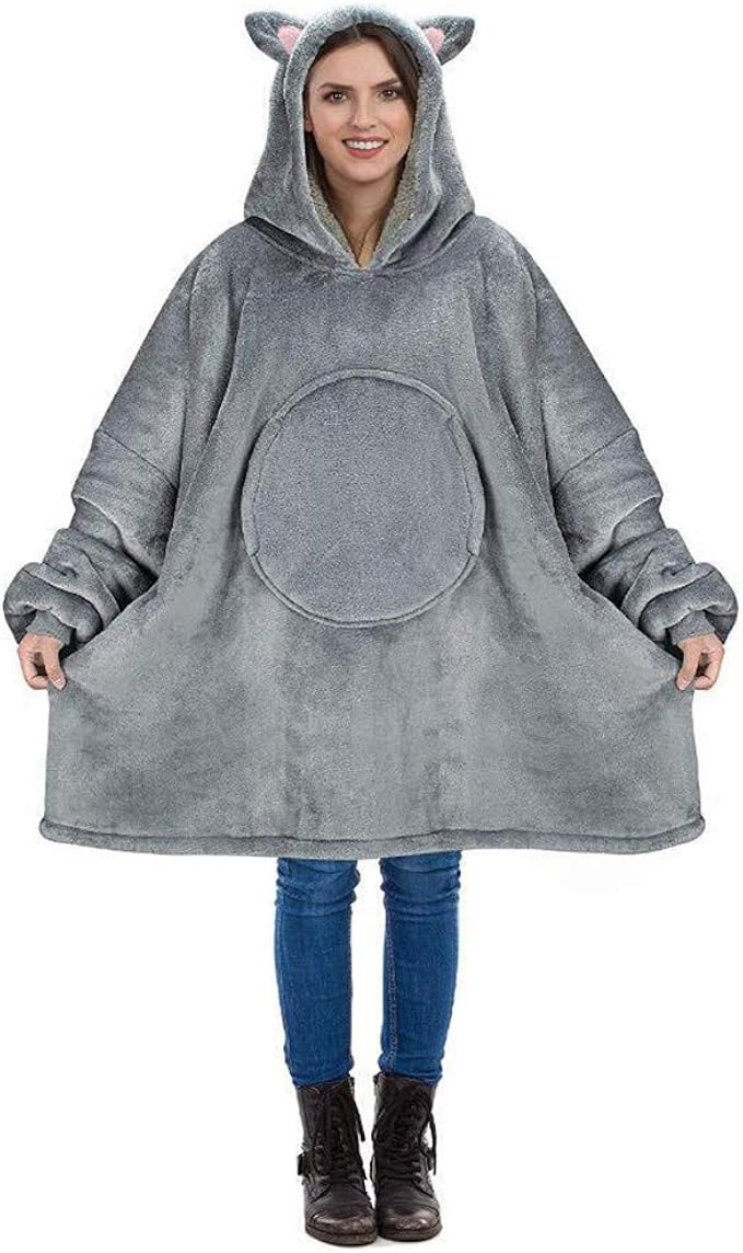 Couverture à Capuche Pour Enfants Imprimée Vache - En Flanelle Douce, Avec Poche, Taille S/M/L