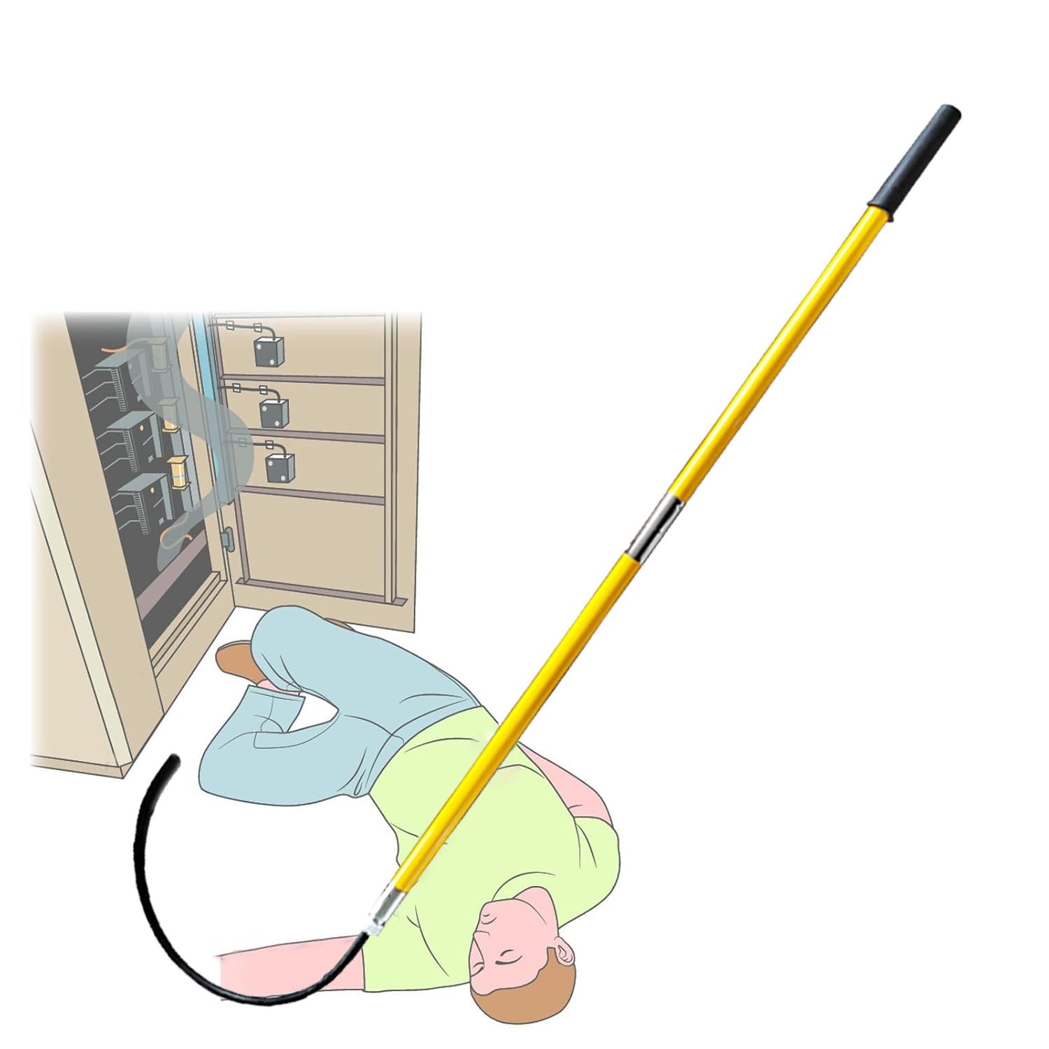 MSHGSKU High Voltage Insulated Rescue Hook, Anti-Electrocution Safety Pole, Epoxy Insulated for Electricians & Linemen, 1m/3.2ft, Safety Yellow - Essential Rescue Tool
