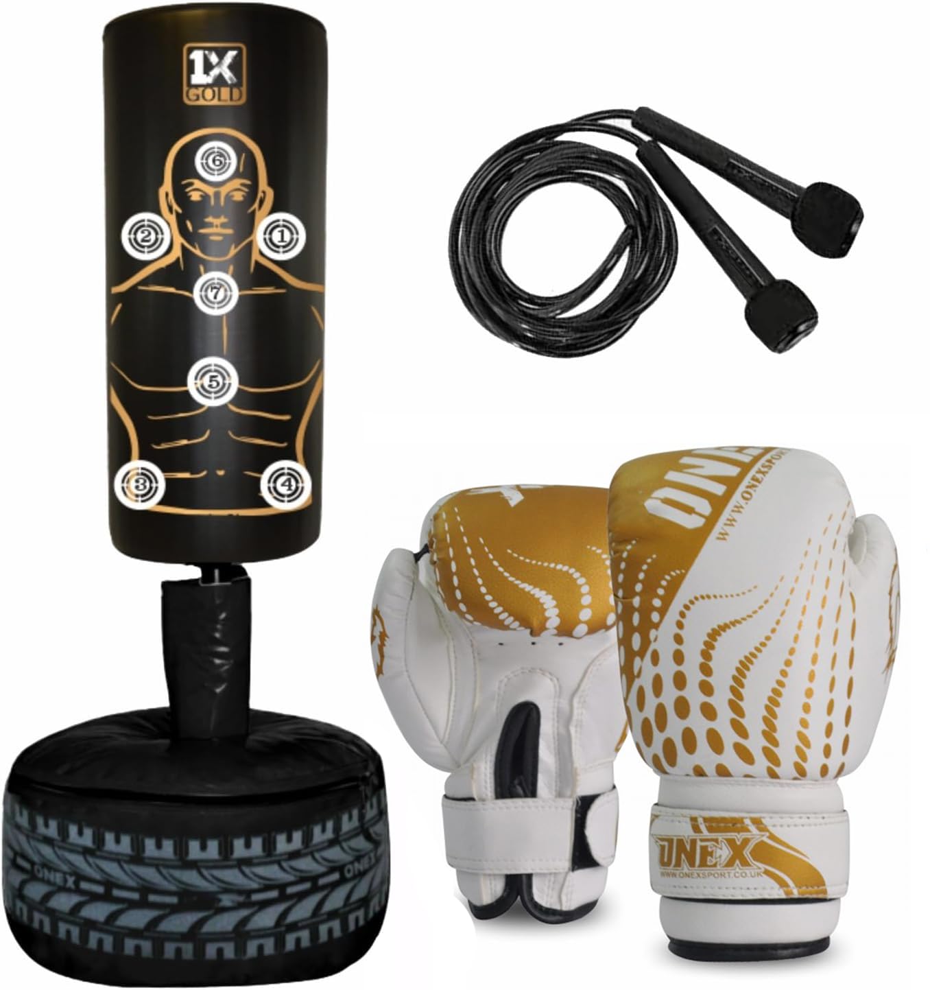 Freestanding boxing Bag, Kids free standing Punching Bag, 3FT Self Standing punch Bag for juniors Practicing boxing, to engage in physical activity. (Black/Gold)