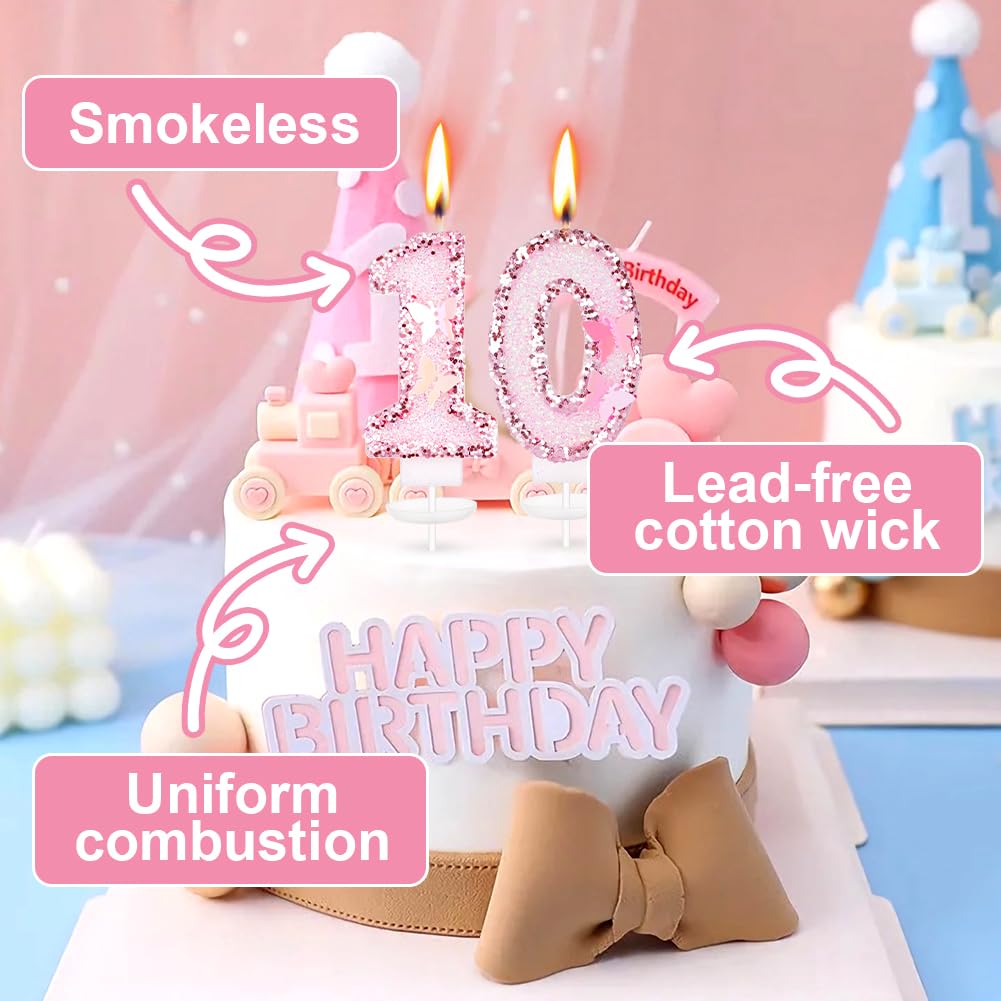 Candela Numero 0 Con Farfalla Rosa E Paillettes – Decorazione Per Torta Di Compleanno, Festa E Anniversario - 2