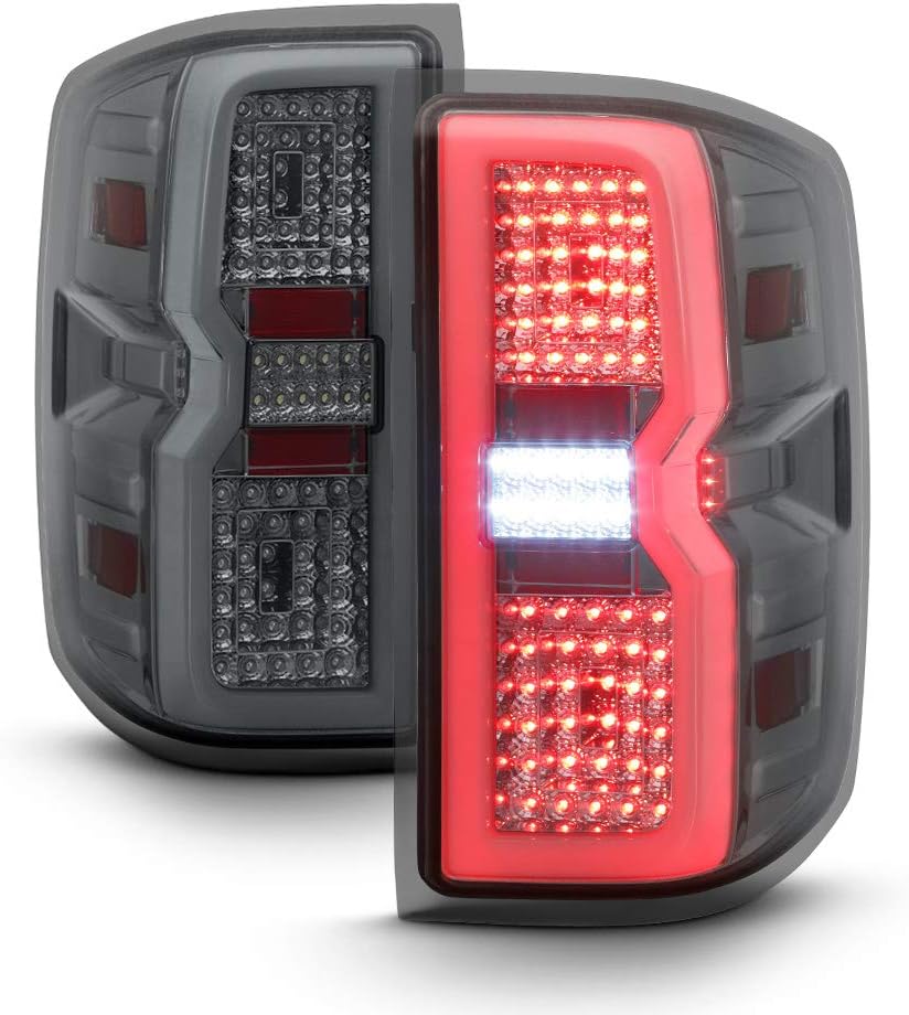 ACANII - For [3D Sequential] 2014-2018 Chevy Silverado LED Tube Tail Lights Brake Lamps SMOKE