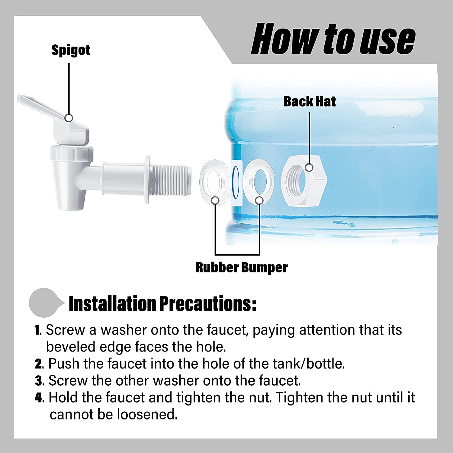 Rubinetti Per Refrigeratore D'Acqua Frefgikty - 4 Pezzi Con Guarnizioni E Dadi Di Bloccaggio