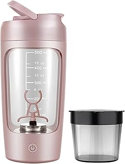 flintronic Rosa Botella Coctelera de Proteínas Eléctrica, 650ML Botella Mezcladora Eléctrica Recargable, Sin BPA, para Deportes, Fitness