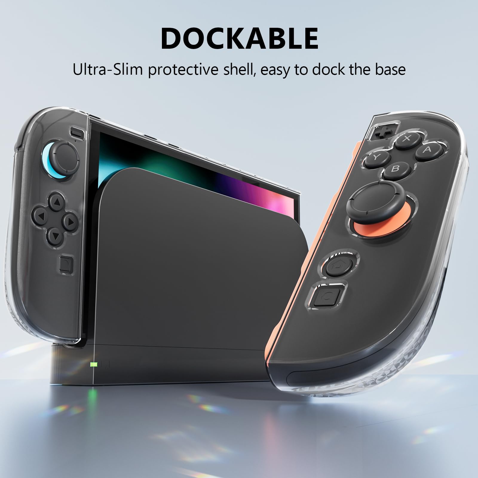 HEYSTOP [120 Pezzi] Custodia per Nintendo Switch 2 Dockable Clear Soft TPU Cover Protettiva per Switch 2 Grip con Una Protezione per Lo Schermo in Vetro Temperato Switch 2 e 6 Cappucci per Levette