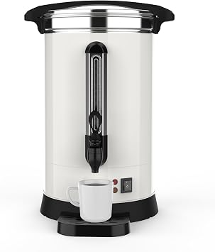 Commercial Coffee Urn, 18L Double Wall Stainless Steel Large Coffee Urns with Drip Tray for Catering/Church/Office, Quick Brew Electric Beverage Dispenser Hot Water Urn