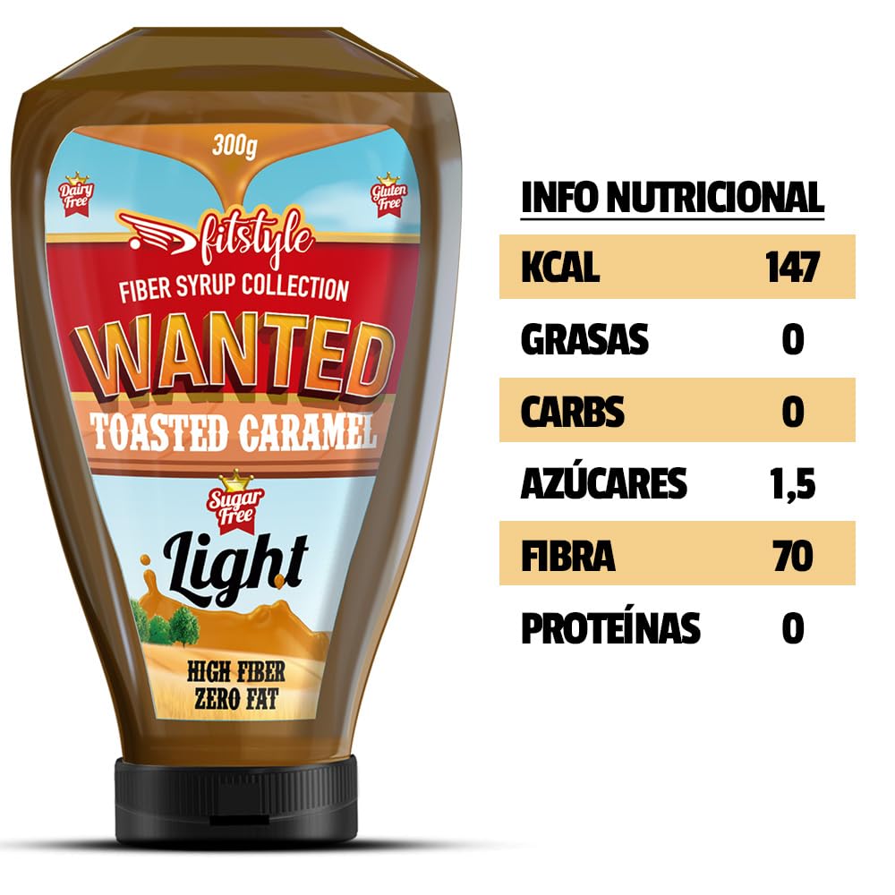 FITstyle Sirope de Caramelo 0% 320g | 0% grasas | Topping intenso apto para dietas keto | Rico en fibra y saciante
