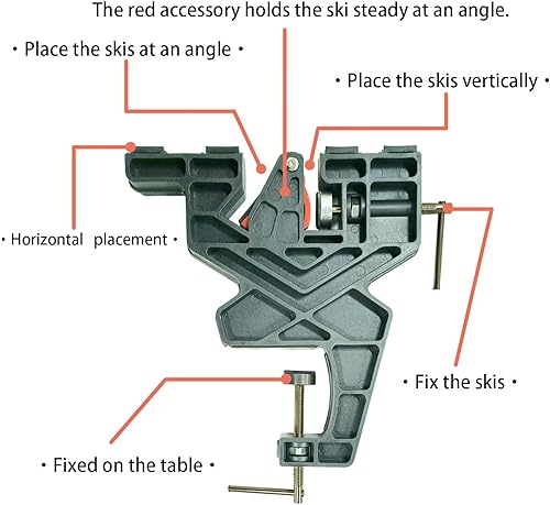 Miniatura 3 de Vice de esquí y snowboard, agarres de tornillo de banco antideslizantes, ajuste ajustable mejorado y encerado de esquí con posiciones de trabajo