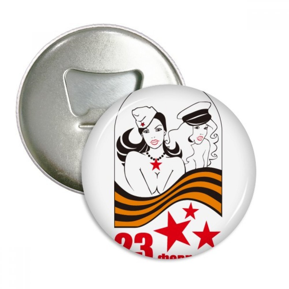 Décapsuleur aimanté et badge Russie fille soldat lot de 3 pièces
