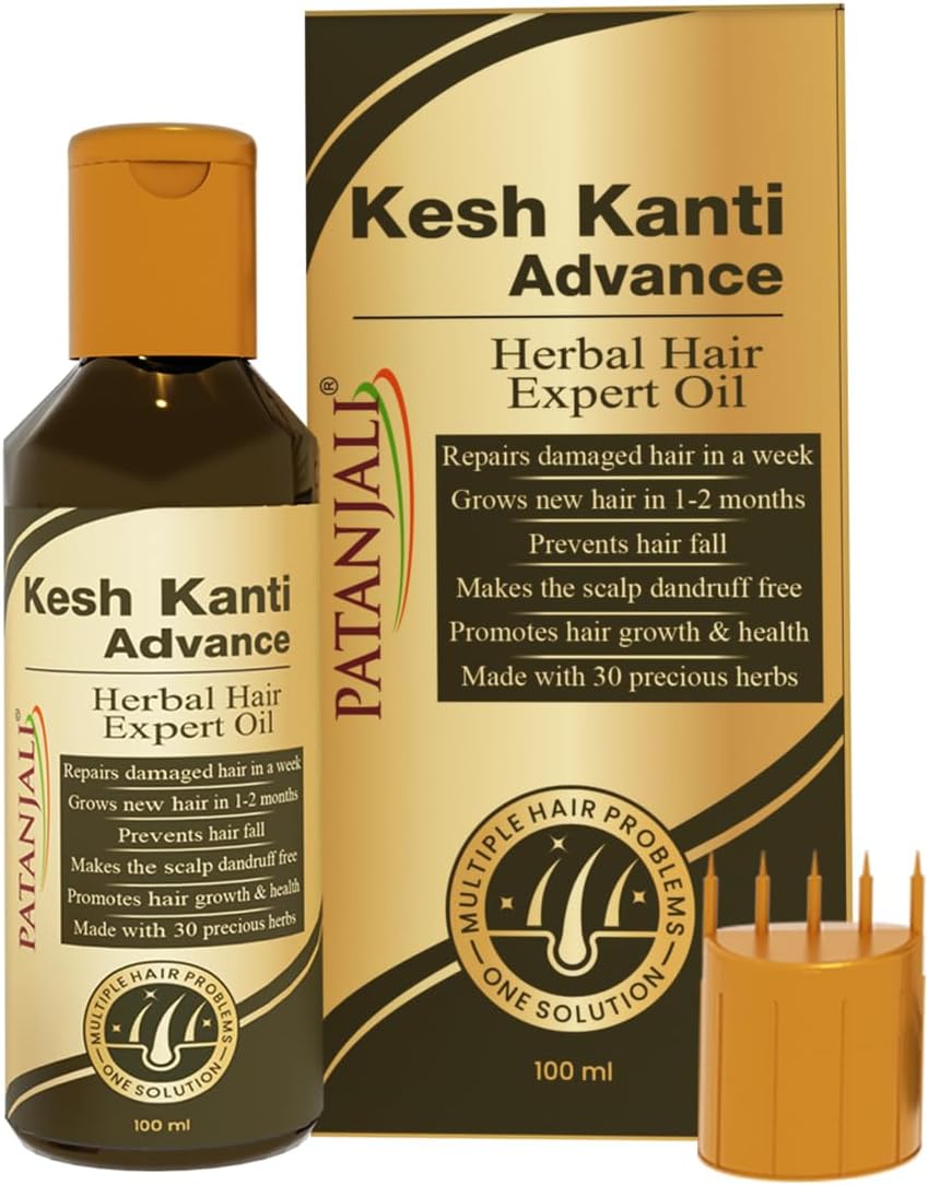 Patanjali Kesh Kanti Advance Herbal Hair Expert Oil 100ml, Stronger & Longer Hair for Women & Men, Nourishing Hair Oil Enriched with Amla, Reetha, Kalonji & Shikakai