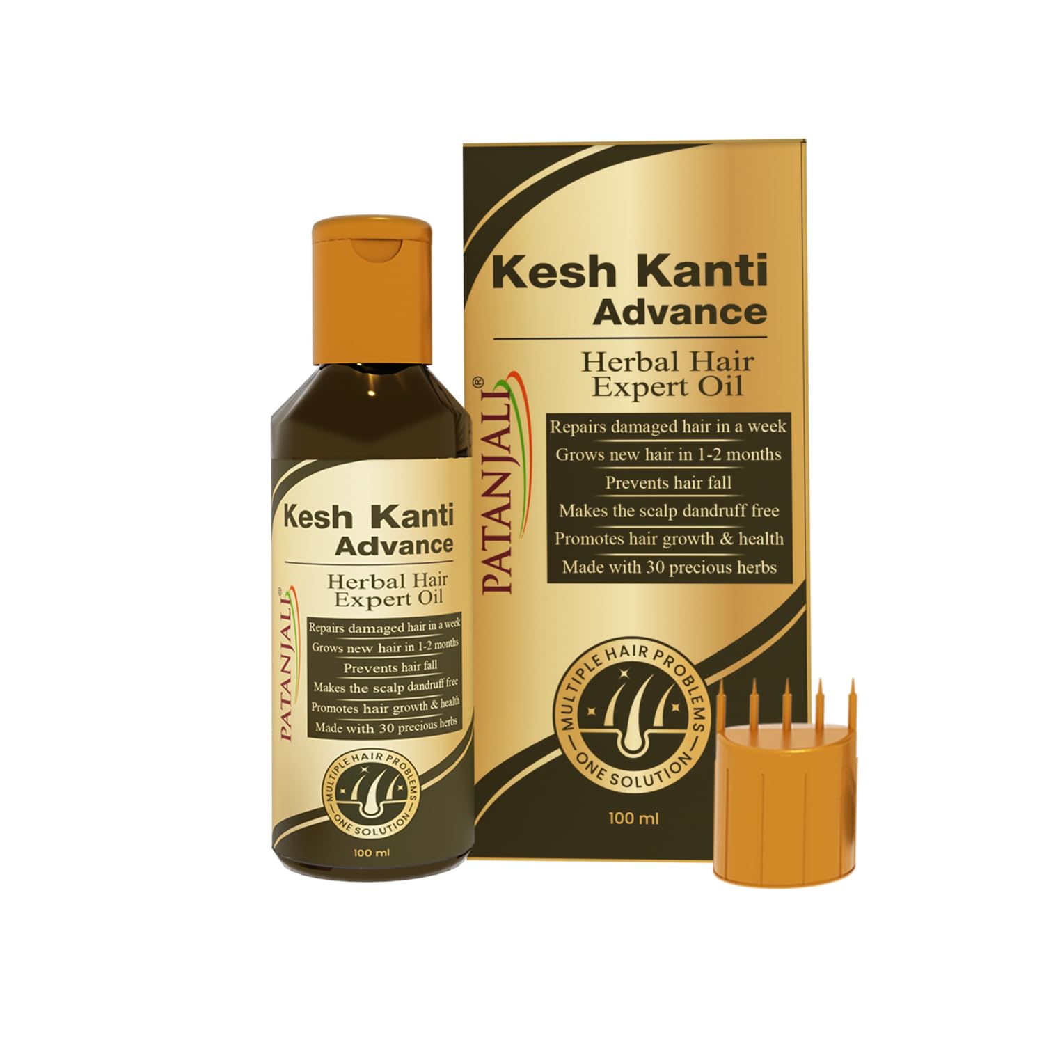 Patanjali Kesh Kanti Advance Herbal Hair Expert Oil 100ml, Stronger & Longer Hair for Women & Men, Nourishing Hair Oil Enriched with Amla, Reetha, Kalonji & Shikakai