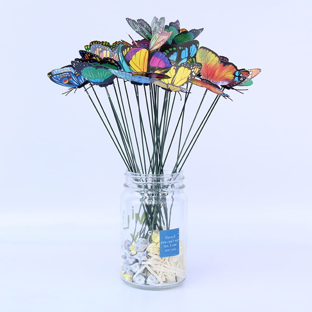 Set Di 50 Farfalle Decorative Da Giardino Con Pali A Molla, Colorate Per Aiuole E Vasi