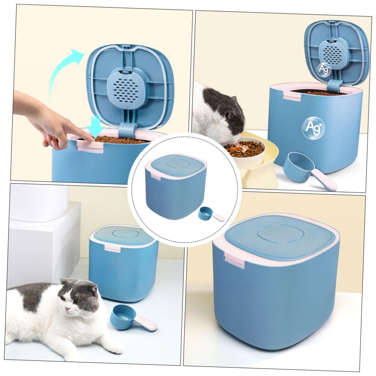 COLLBATH Caja De Comida Para Perros y Gatos Contenedor De Almacenamiento De Grano 11l Sellado Previene La Humedad Mantiene La Frescura