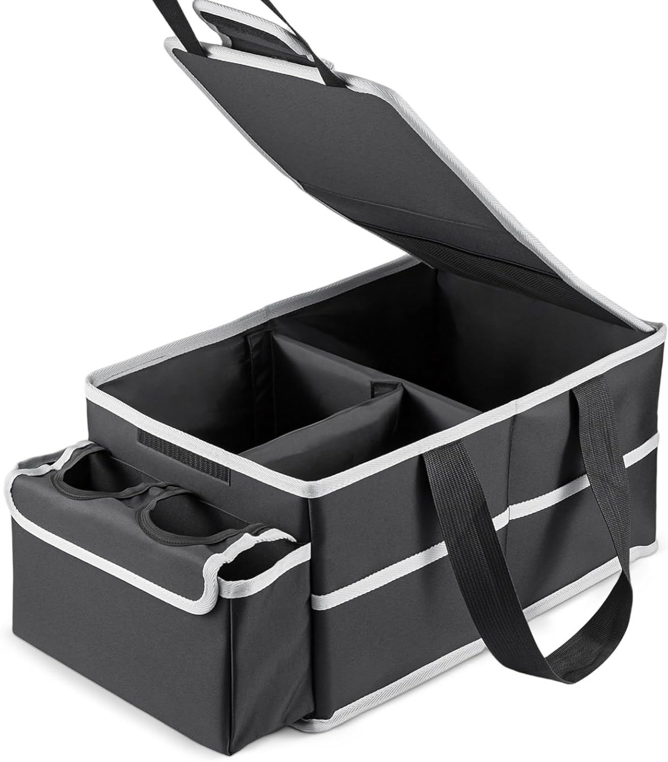 Y.H BLISSHAVEN Black Oxford Foldable Van Seat Organiser 40Γ25Γ20β―cm β Compact Van Organiser with Cup Holders for Car Seats and Interior Storage