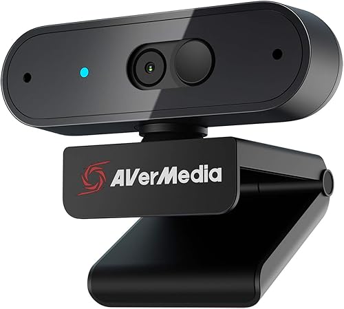 AVerMedia Cámara web PW310P - Cámara HD completa de 1080p 30fps con enfoque automático y micrófonos estéreo duales, trabajo desde casa, aprendizaje