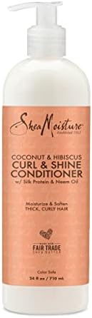 SheaMoisture Coconut and Hibiscus Conditioner for Dry Curly Hair Coconut and Hibiscus Sulfate Free Conditioner, 24 Fl Oz