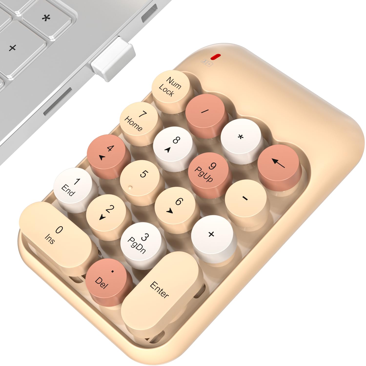 Almohadillas numéricas inalámbricas, lindo teclado numérico colorido portátil de 2.4 GHz, extensiones de teclado de contabilidad financiera, teclado numérico de 10 teclas para computadora portátil,