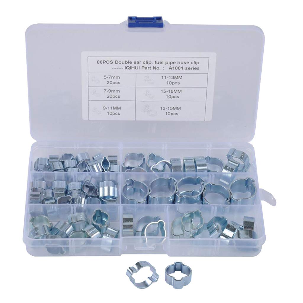 Meriglare 80X Stainless Steel Double Ear Crimp O Clips Air Fuel Hose Pipe Clamp