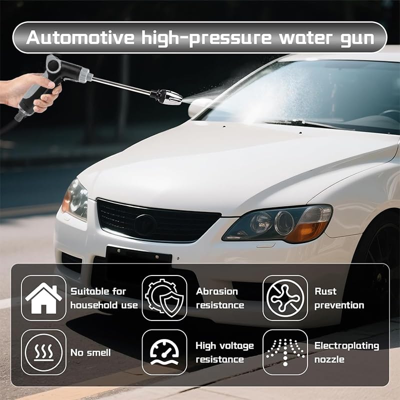 Pistolet à Eau Haute Pression Power Jet, Pistolet Haute Pression, Portée de Pulvérisation 10-15 m, Jet D'eau et Mode de Pulvérisation Réglables pour Lavage de Voiture, Jardin et Terrasse