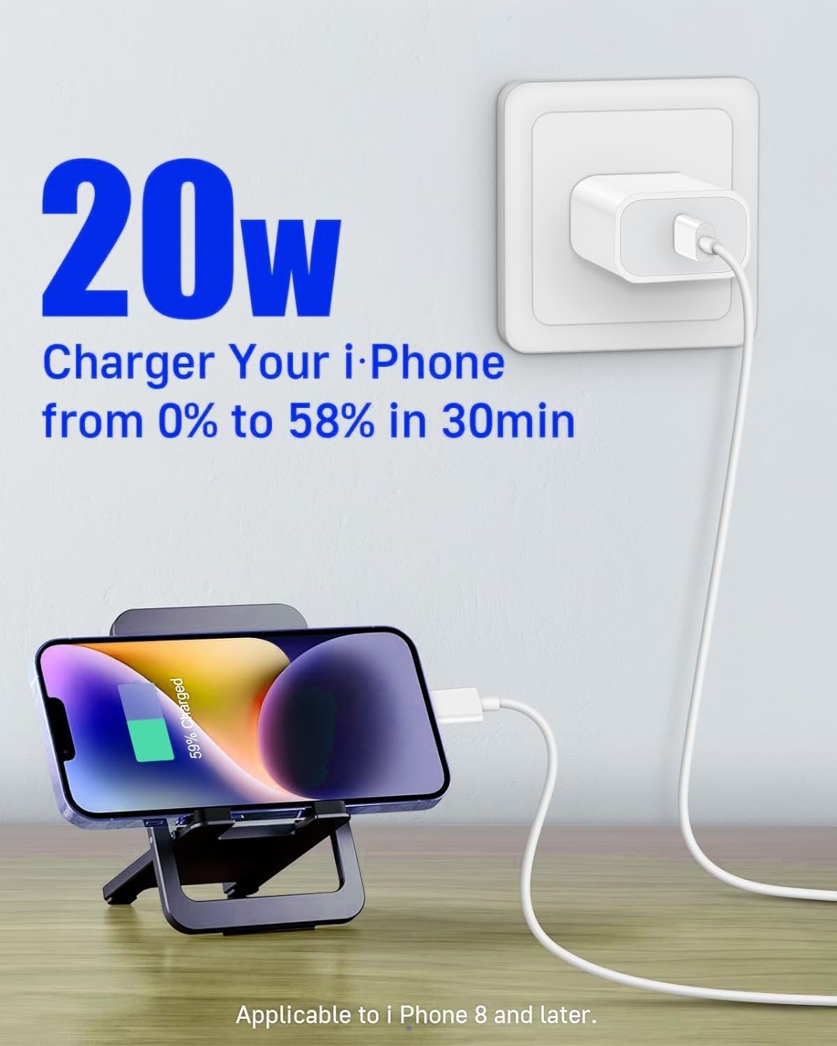 USB C Charger Block 20W,3-Pack PD Type C Wall Fast Charger Adapter with 3 Pack 6FT Long USB-C to Lightning Cable Compatible with i.Phone 14 13 12 11 XS XR X 8 i.Pad AirPods