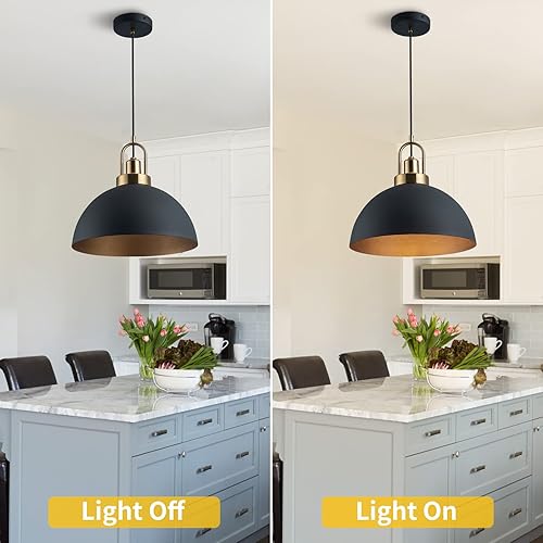 Miniatura 9 de YHANFENGCY Lámpara colgante vintage de 13.58 pulgadas, cúpula rústica blanca y dorada, longitud de iluminación colgante de 78.74 pulgadas para isla