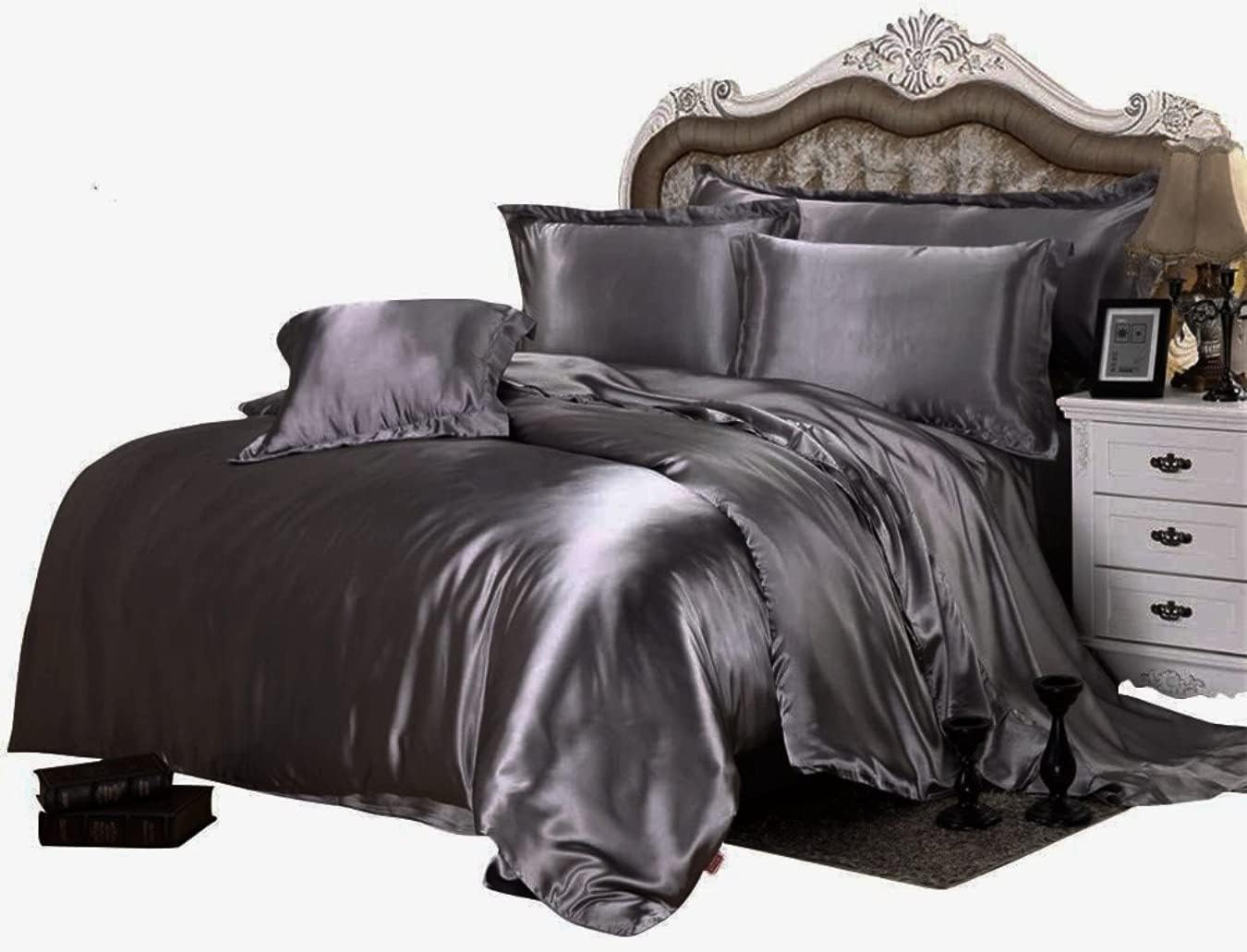 RU Bedding King Comforter Set 7 Piece Satin King Size