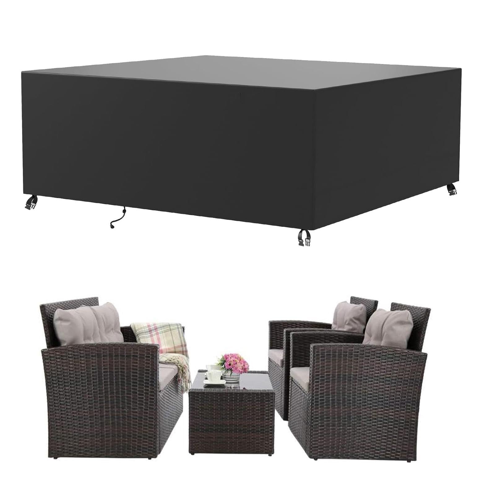 2 Seater Garden Bench Covers Waterproof 210x160x85cm Heavy Duty 420D Oxford Fabric Windproof Anti-UV Outdoor Patio Bench Seat Cover with Air Vent, Garden Seat Covers-image-13