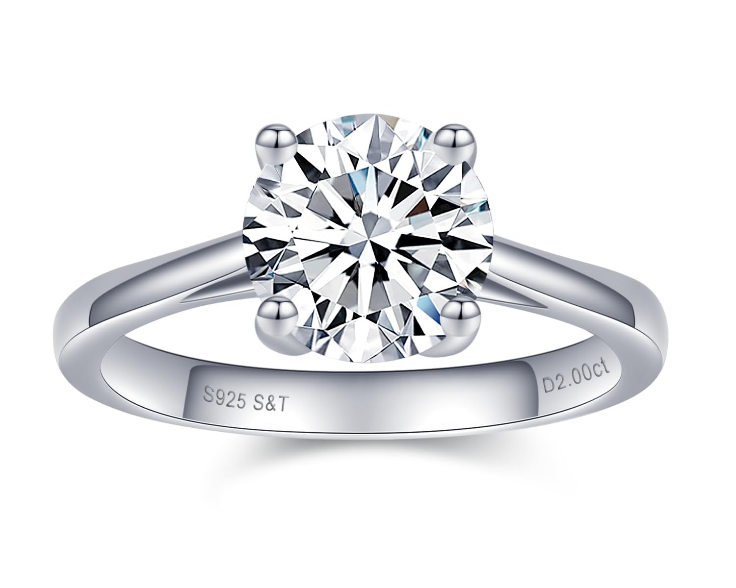 Moissanite Rings for Women,1-2 Carat D VVS1 Clarity Round Brilliant Cut Diamond Engagement Rings 18K White Gold Plated 925 Sterling Silver Promise Ring Size 6-8