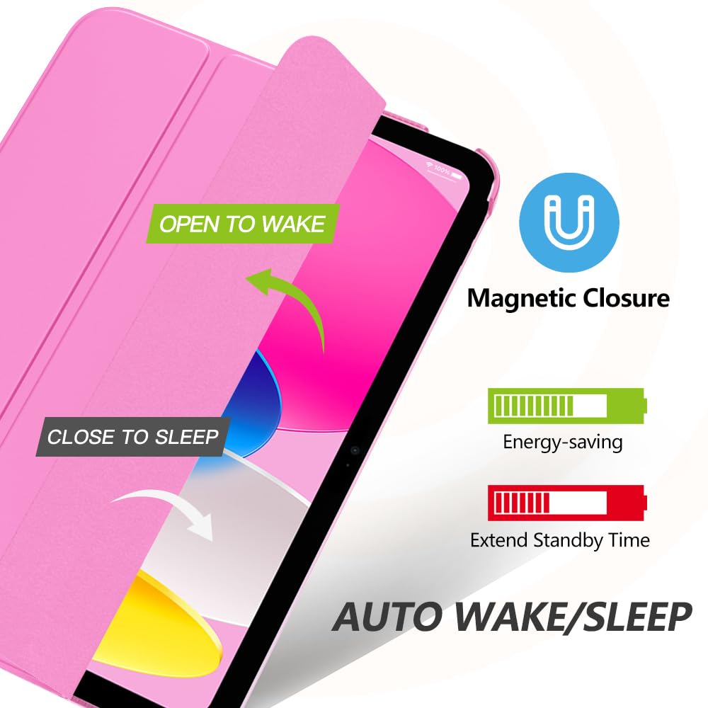 MoKo Cover Custodia iPad (A16) 11a Generazione 2025 /iPad 10a Generazione 2022, Cover Custodia Protettiva per Supporto Ultrasottile con Copertura Posteriore Traslucida in PC Rigido, Colore Peonia
