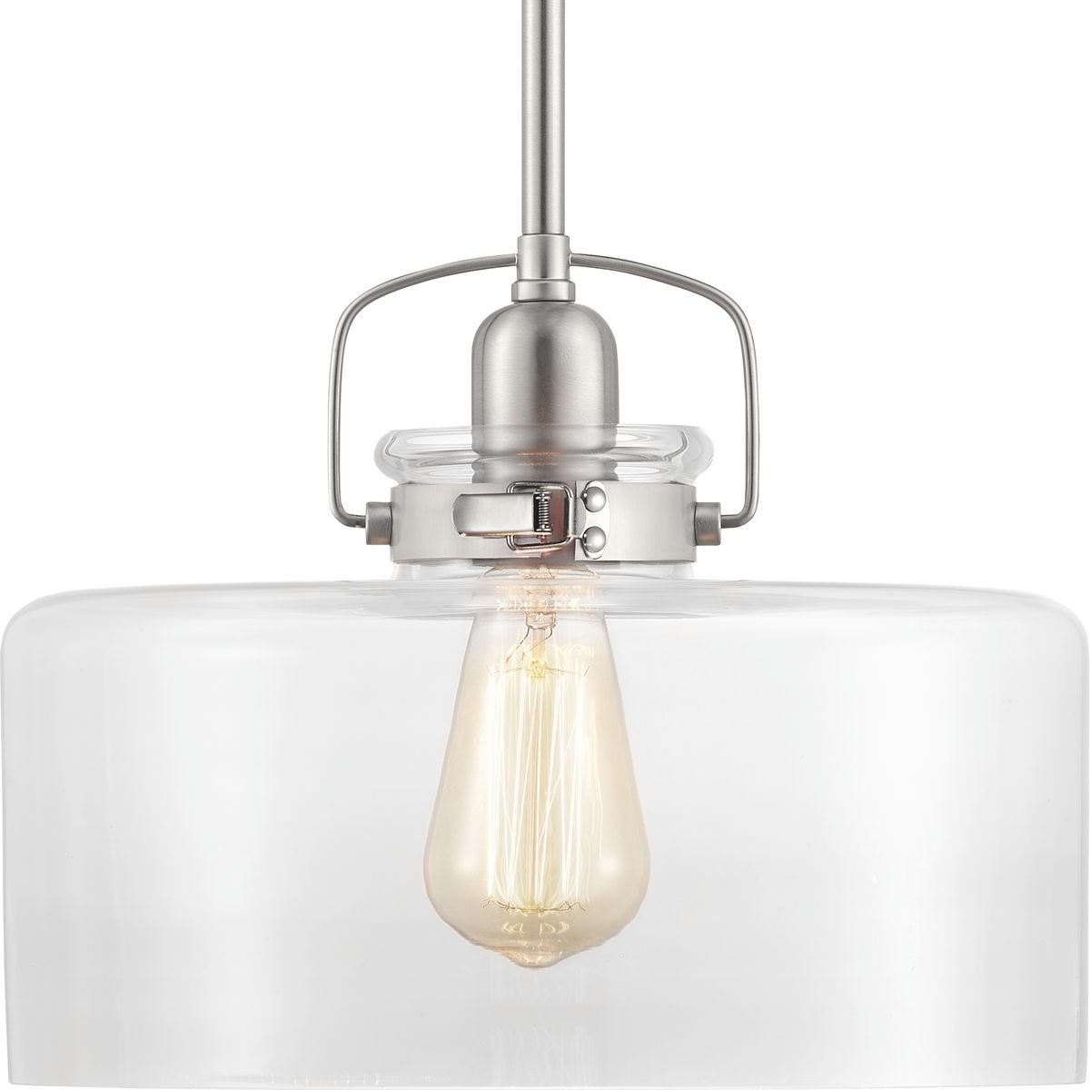 Calhoun Collection 1-Light Clear Glass Farmhouse Pendant Light Brushed Nickel,similar 