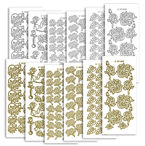 Lot de 12 feuilles autocollantes autocollantes de qualité supérieure pour pare-chocs - Motif rose - Multicolore - Taille unique Cover