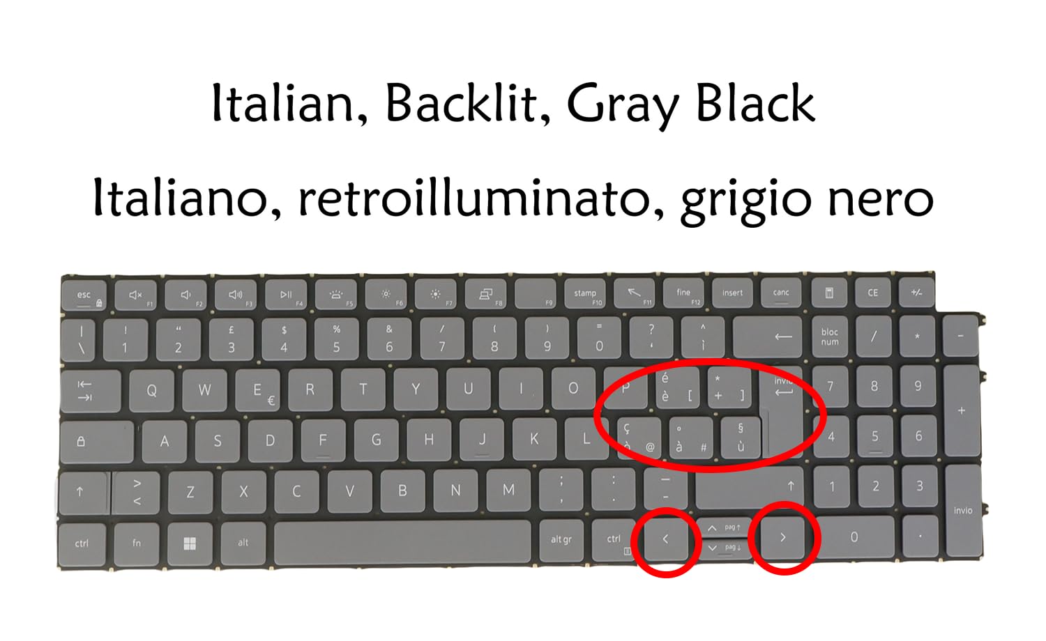 Tastiera di ricambio per computer portatile Dell Latitude 3520 3530, retroilluminata, senza cover (layout italiano italiano, nero)