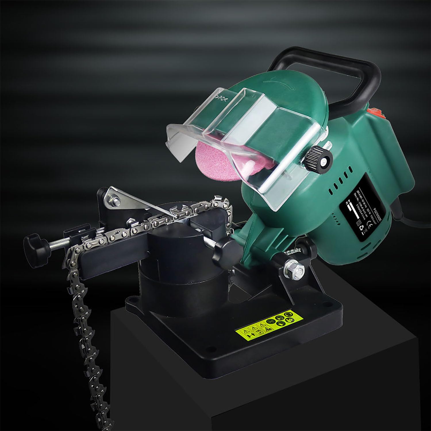 ERICAT Afiladora Eléctrica para Cadenas De Sierra, Afiladora Universal para Motosierras De 220 W, Ajuste De Ángulo De 0-35° Y Velocidad Nominal De 7500 RPM, para El Afilado De Diversas Cadenas