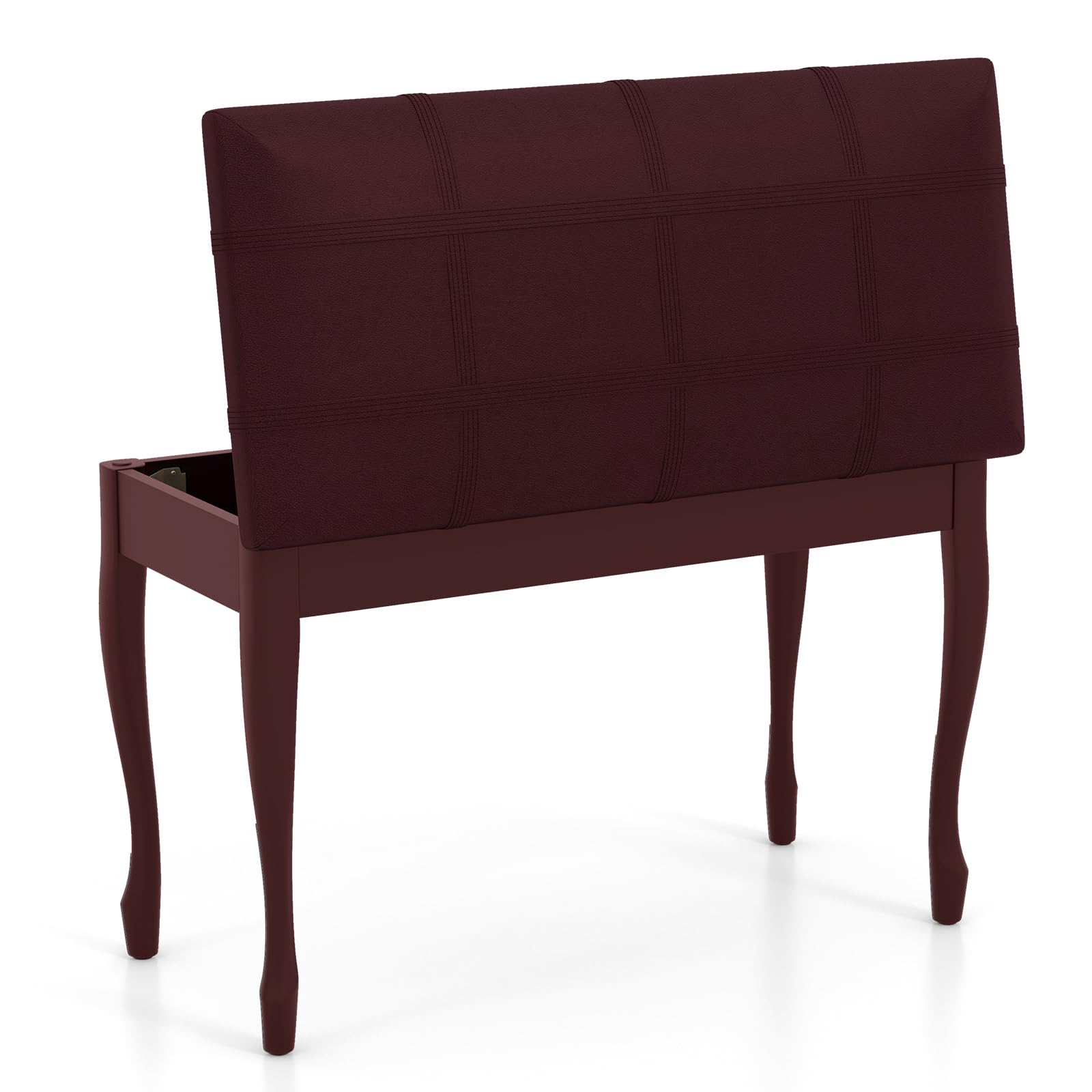 HOMASIS Sgabello Pianoforte a 2 Posti in Legno con Sedile Imbottito in Pelle PU, Panca per Pianoforte con Vano Portaoggetti, Panca Baule, Capacità di Carico 180 kg, 75 x 35 x 49 cm