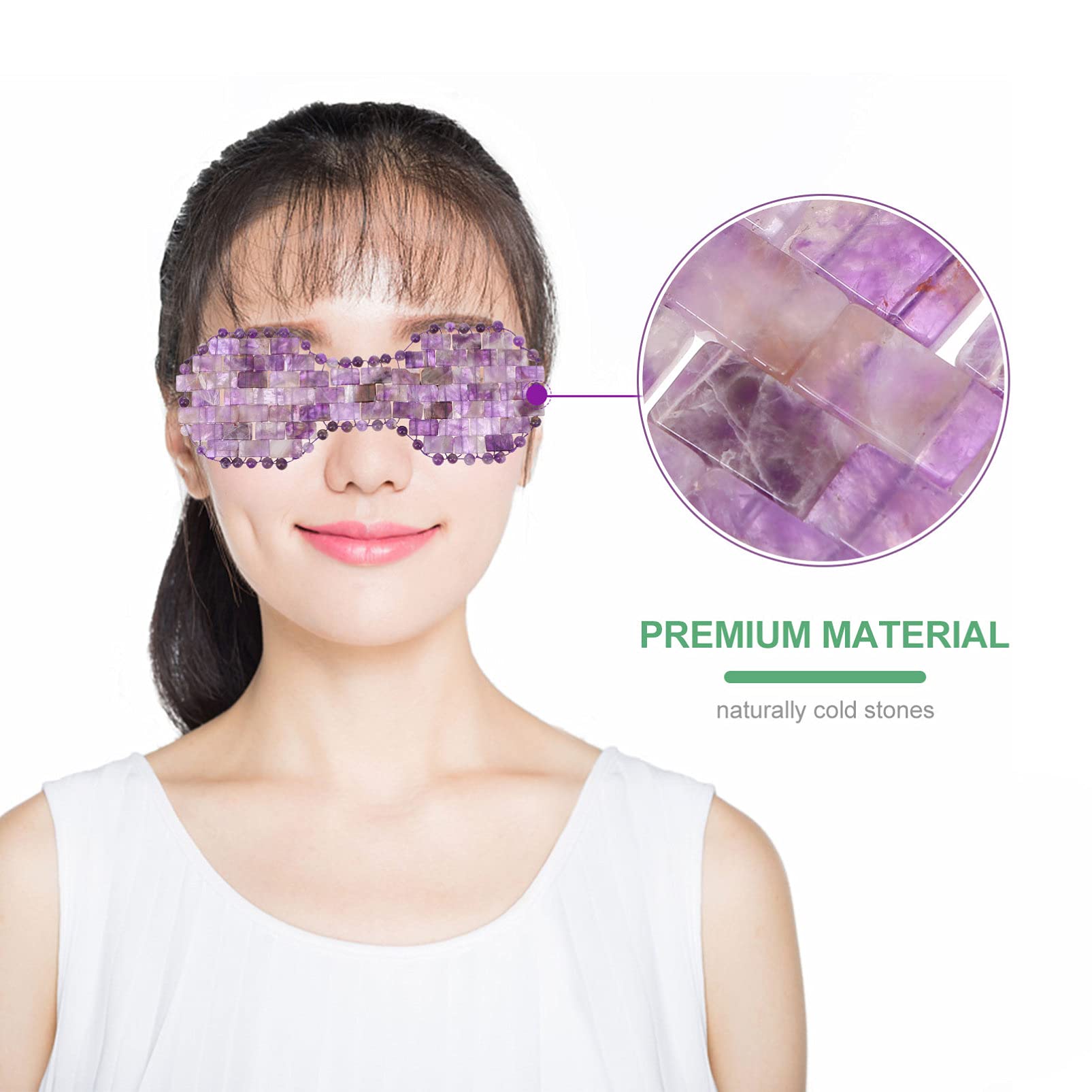 minkissy Amethyst Eye Mask Do Relaksu Oczu z Kamieniami Maskotka Sen z Efektem Chłodzenia i Ciepła Idealna Do Spa i Pielęgnacji Skóry