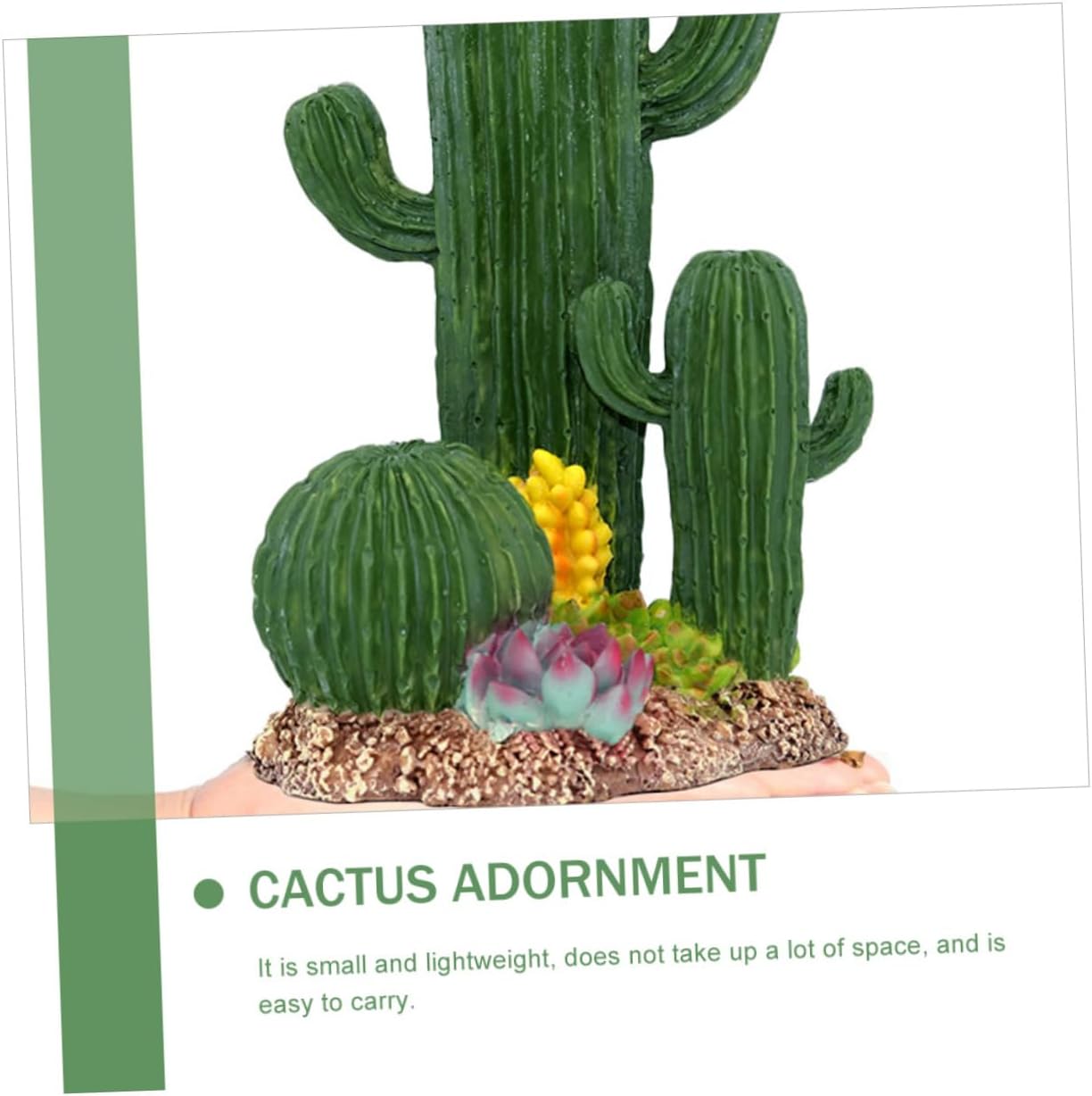 ERINGOGO Simulated Cactus Decoration for Reptile Tanks Lifelike Resin Cactus Adornment for Terrarium Suction Cups for Lizards Turtles and Other Small Reptiles