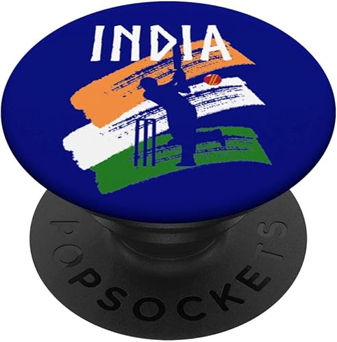 Miniatura 1 de Palillos de cricket indio con bandera india para regalar y agarre para teléfonos y tabletas, Negro